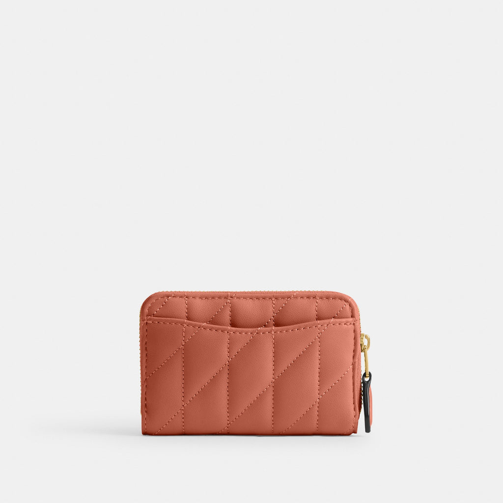 Coach Essential Small Zip Around Card Case With Pillow Quilting - Brass/Dark Peach (Women's)