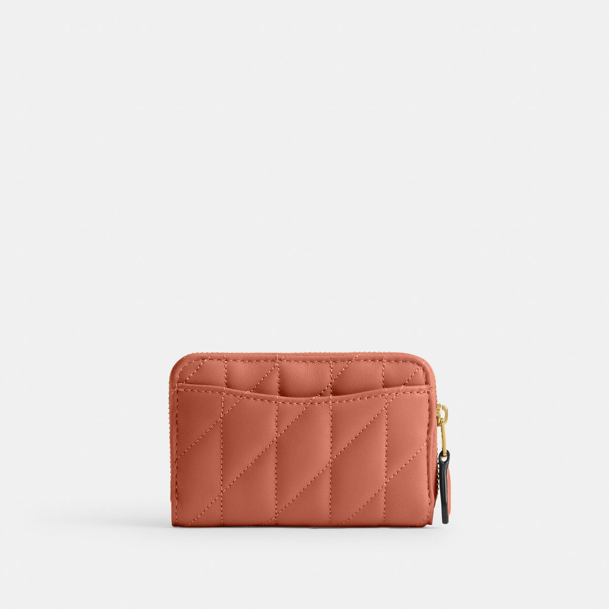 Coach Essential Small Zip Around Card Case With Pillow Quilting - Brass/Dark Peach (Women's)