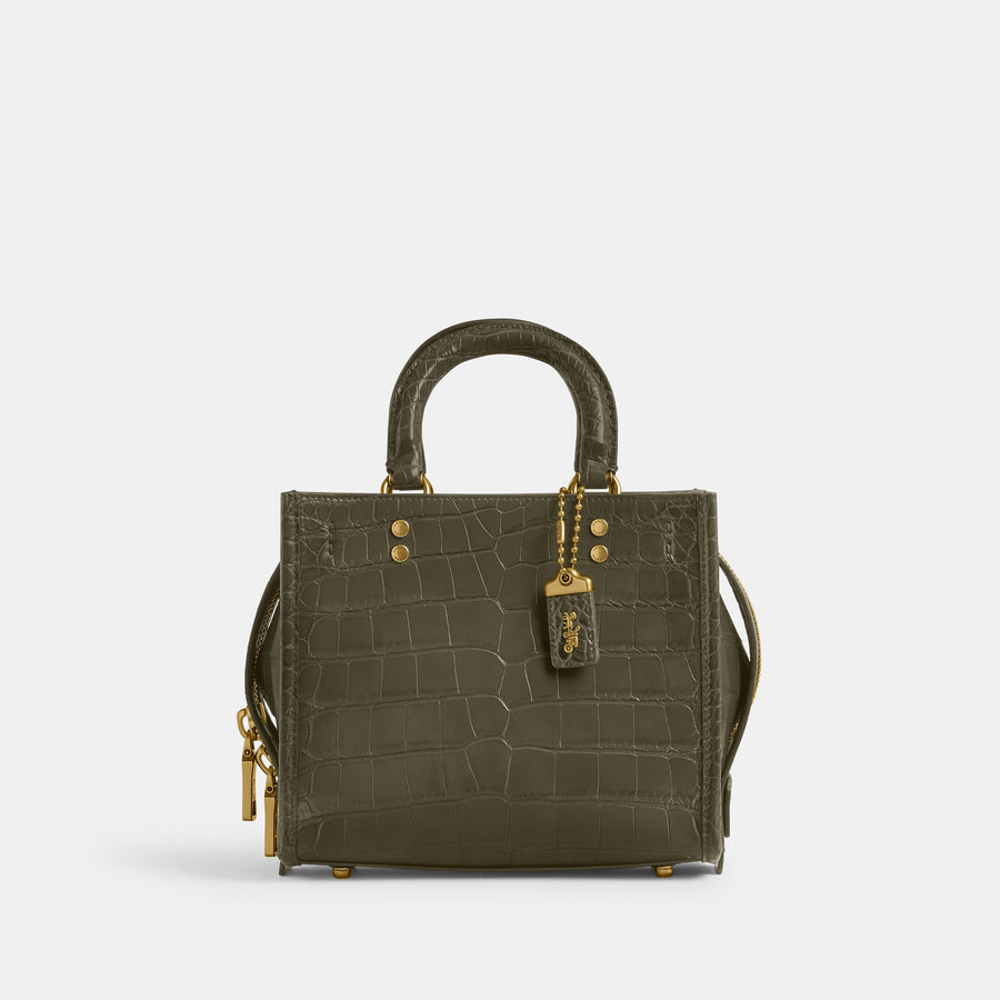Coach Rogue 20 In Alligator - Brass/Olive (Women's)