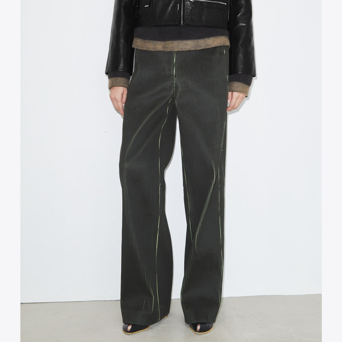 Tory Burch Corduroy Pant - Dark Brown / Bright Green - 5