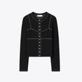 Tory Burch Cotton And Nylon Mesh Cardigan - Black