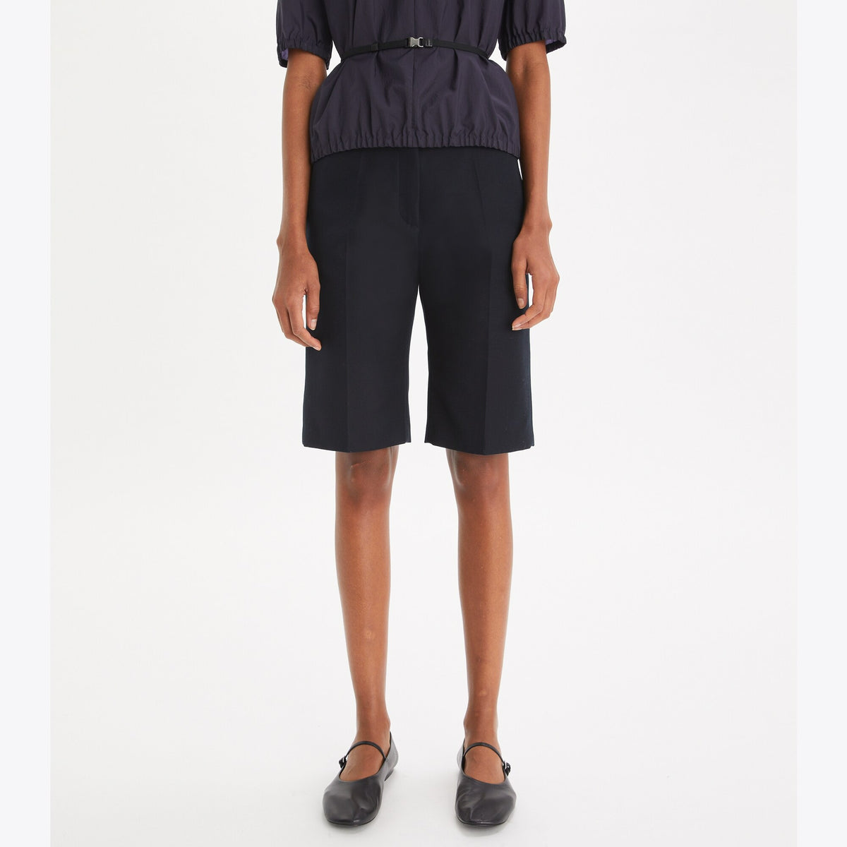 Tory Burch Cotton Bermuda Short - Midnight Ink - 5
