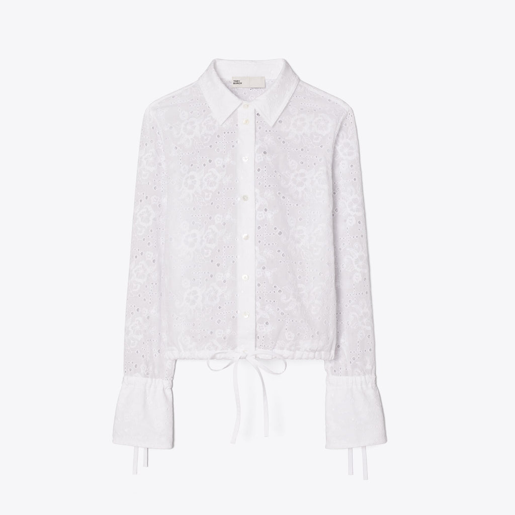 Tory Burch Cotton Eyelet Blouse - White