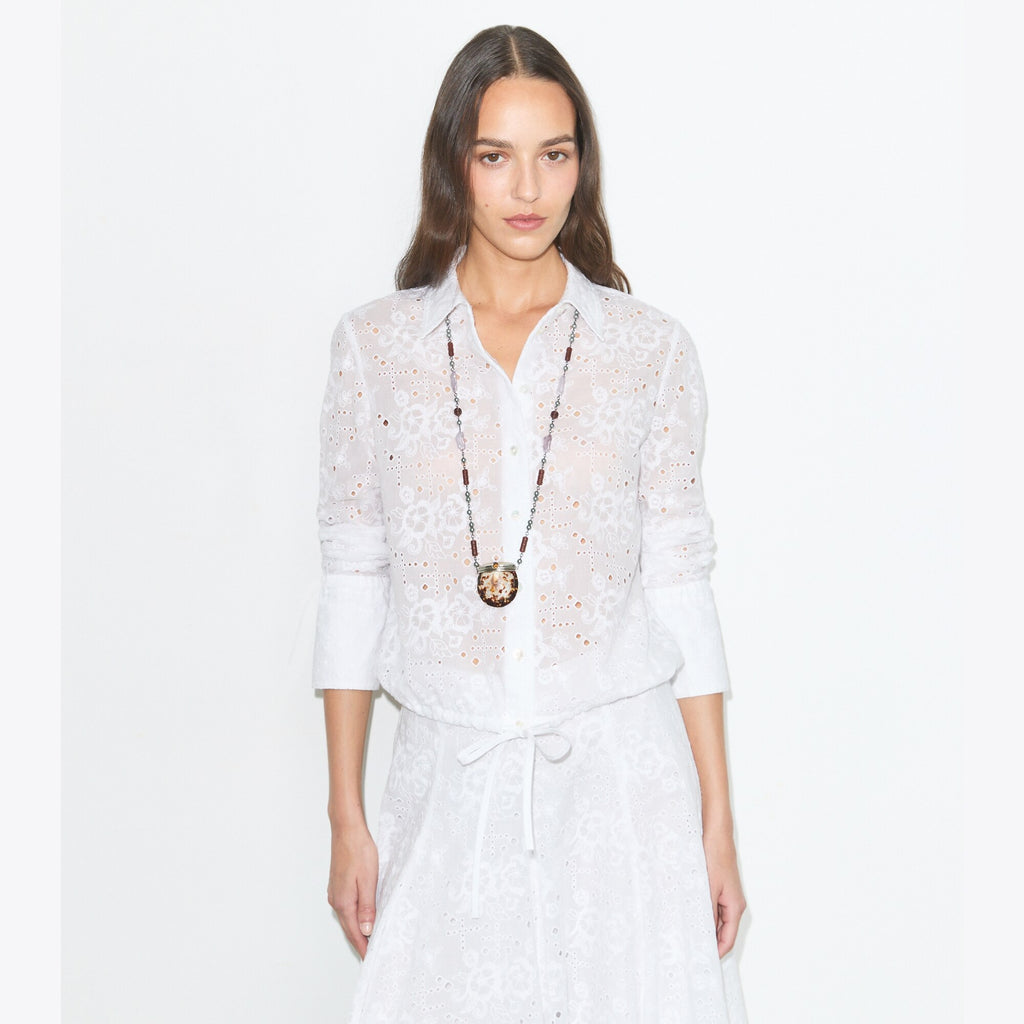 Tory Burch Cotton Eyelet Blouse - White - 2