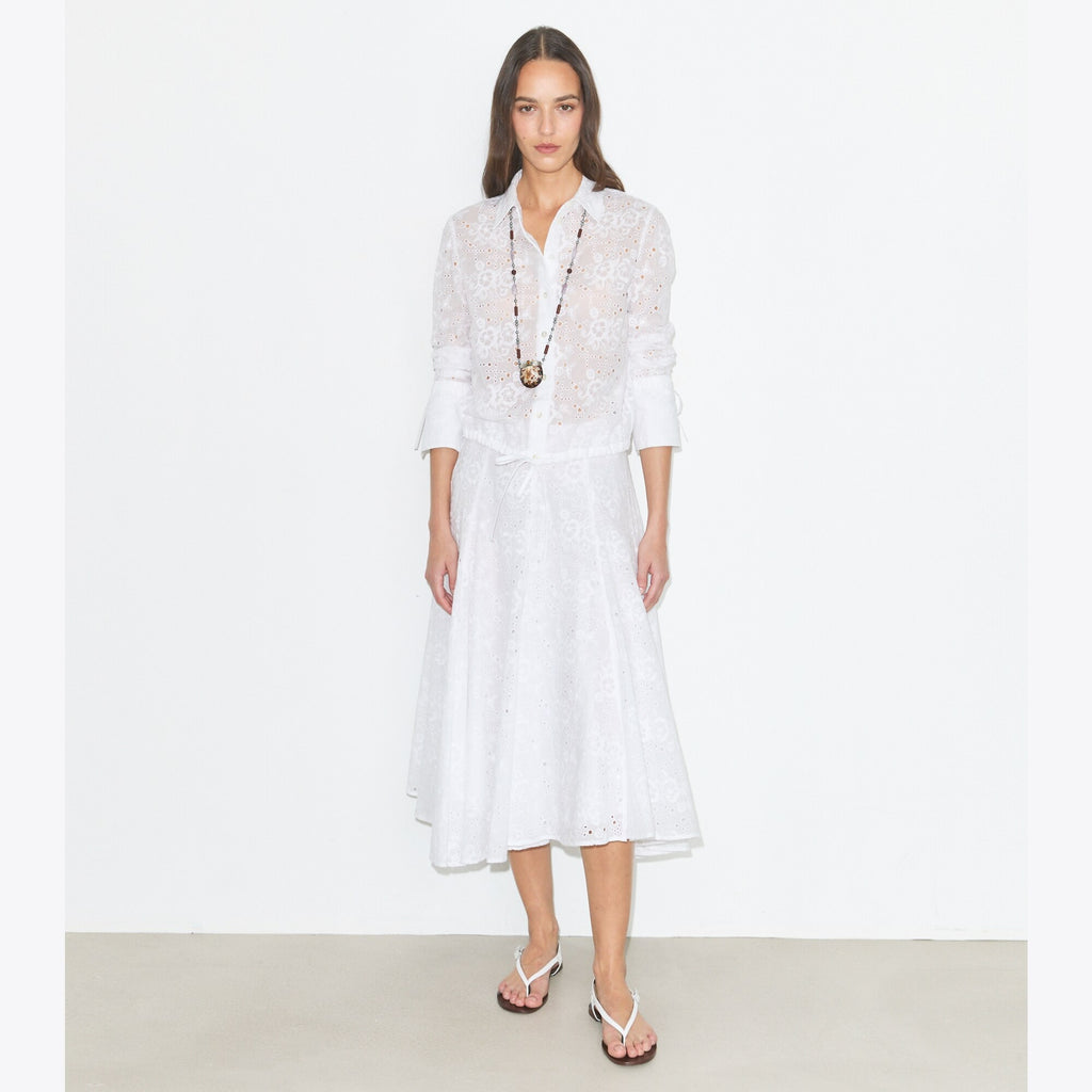 Tory Burch Cotton Eyelet Blouse - White - 3