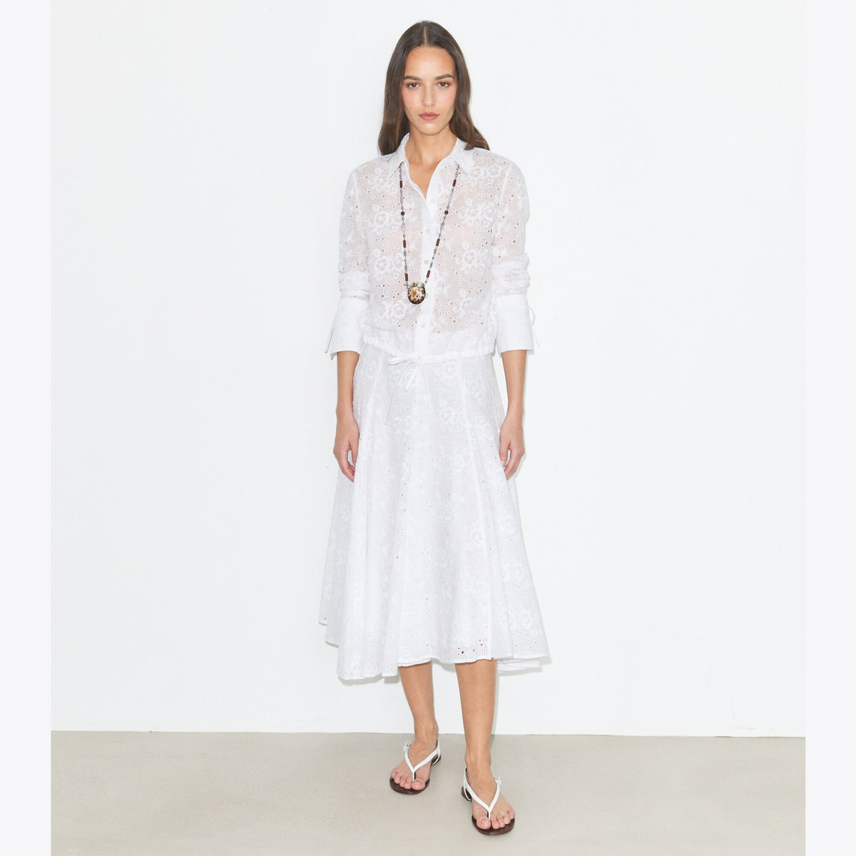Tory Burch Cotton Eyelet Blouse - White - 3
