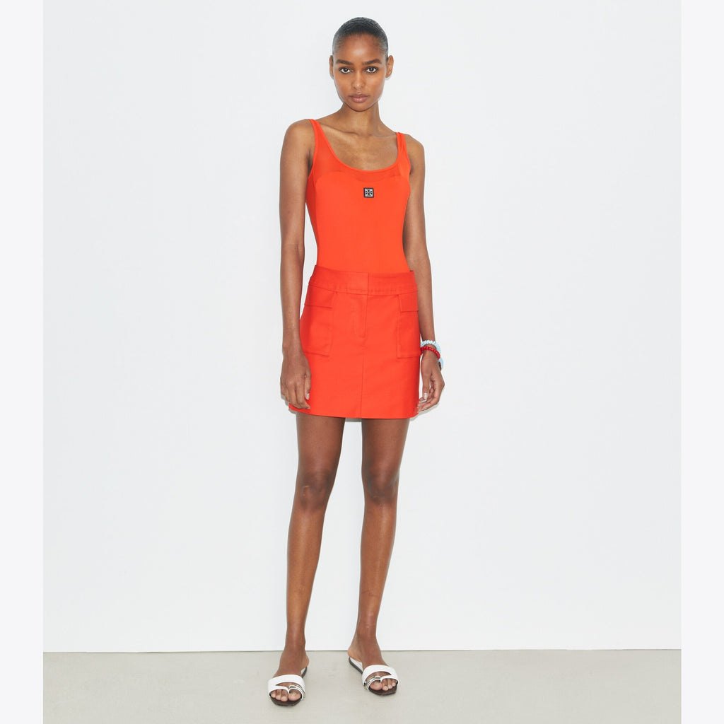 Tory Burch Cotton Mini Skirt - Blazing Red - 2