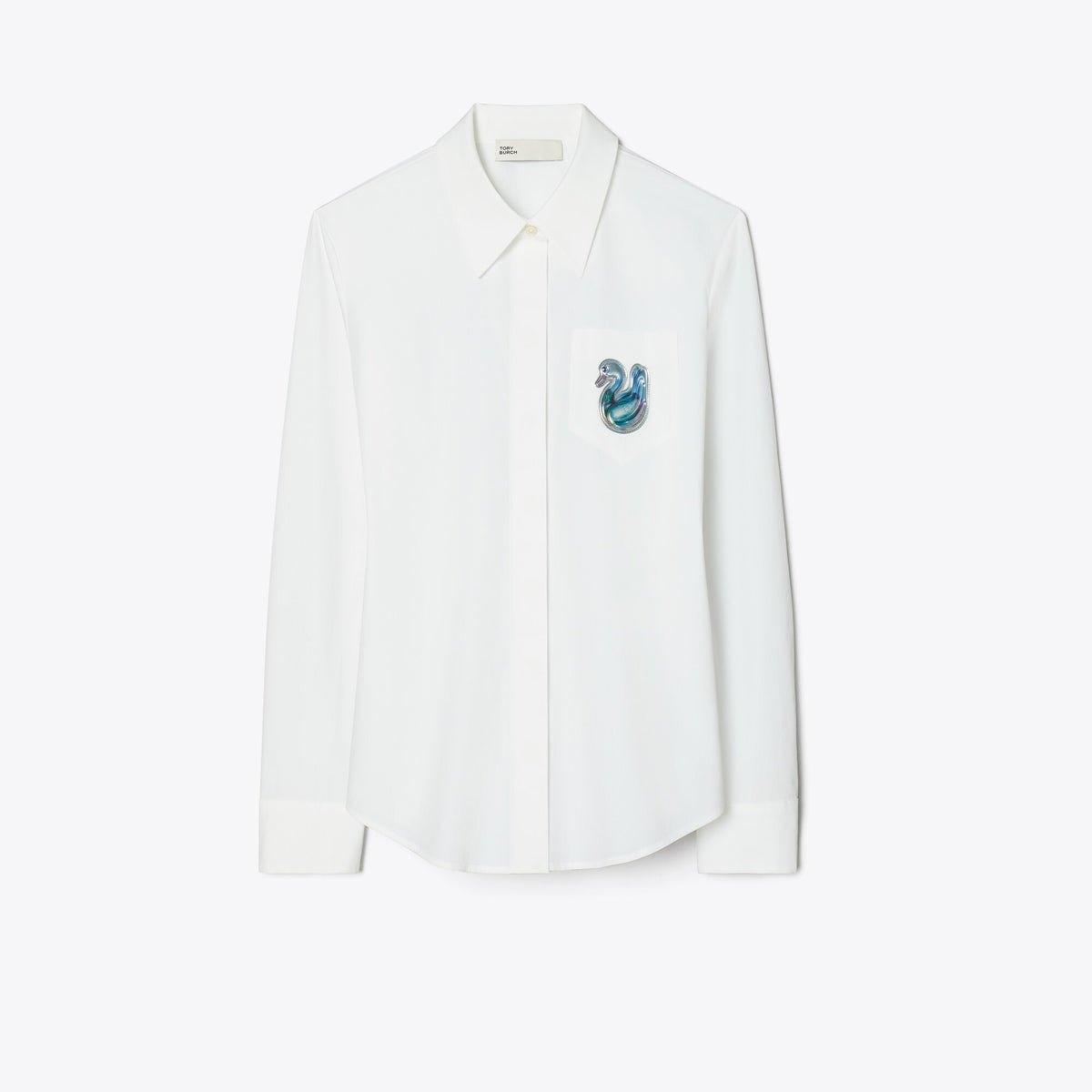 Tory Burch Cotton Poplin Duck Button Down - White