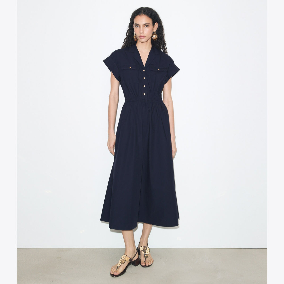 Tory Burch Cotton Poplin Shirtdress - Medium Navy - 2
