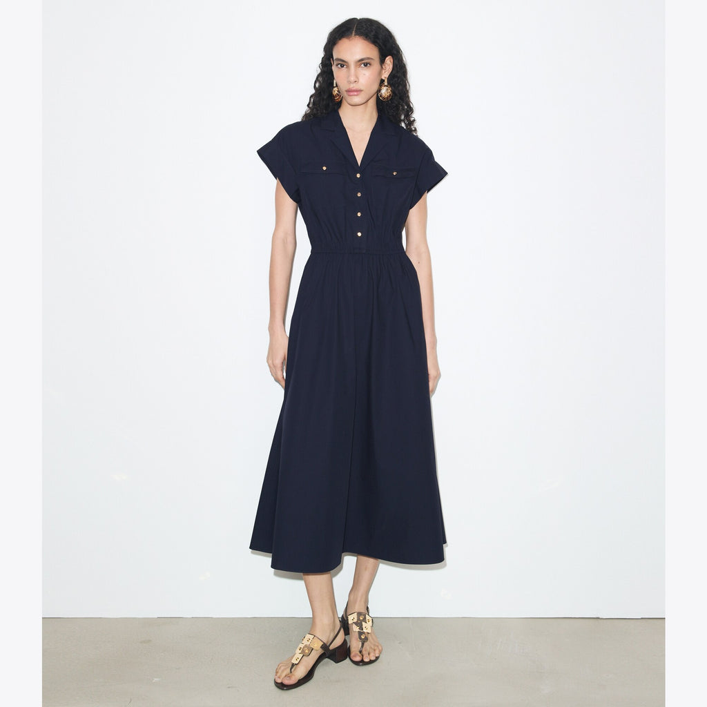 Tory Burch Cotton Poplin Shirtdress - Medium Navy - 2