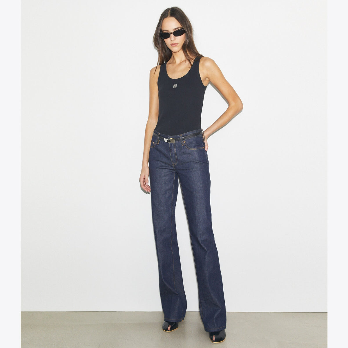 Tory Burch Cotton Skinny-Leg Jean - Raw/Unwashed - 4
