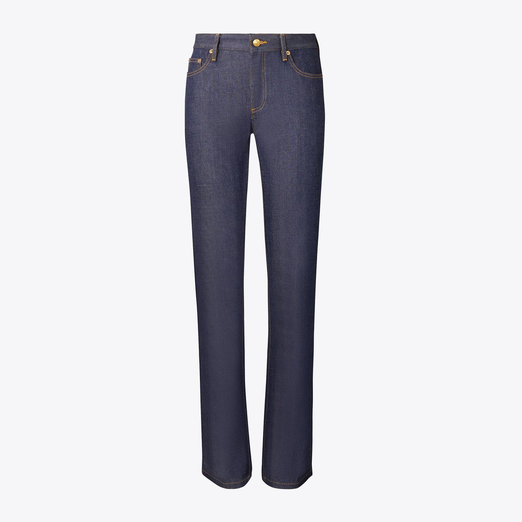 Tory Burch Cotton Skinny-Leg Jean - Raw/Unwashed