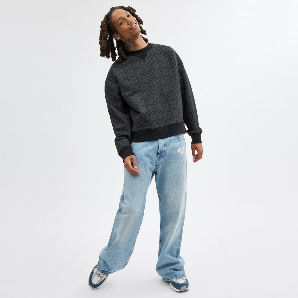 Coach Essential Signature Crewneck - Charcoal Signature (2)