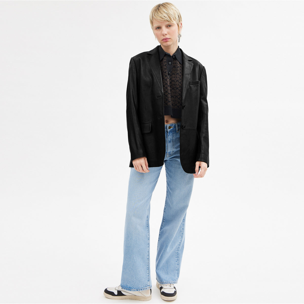 Coach Leather Blazer - Black (3)