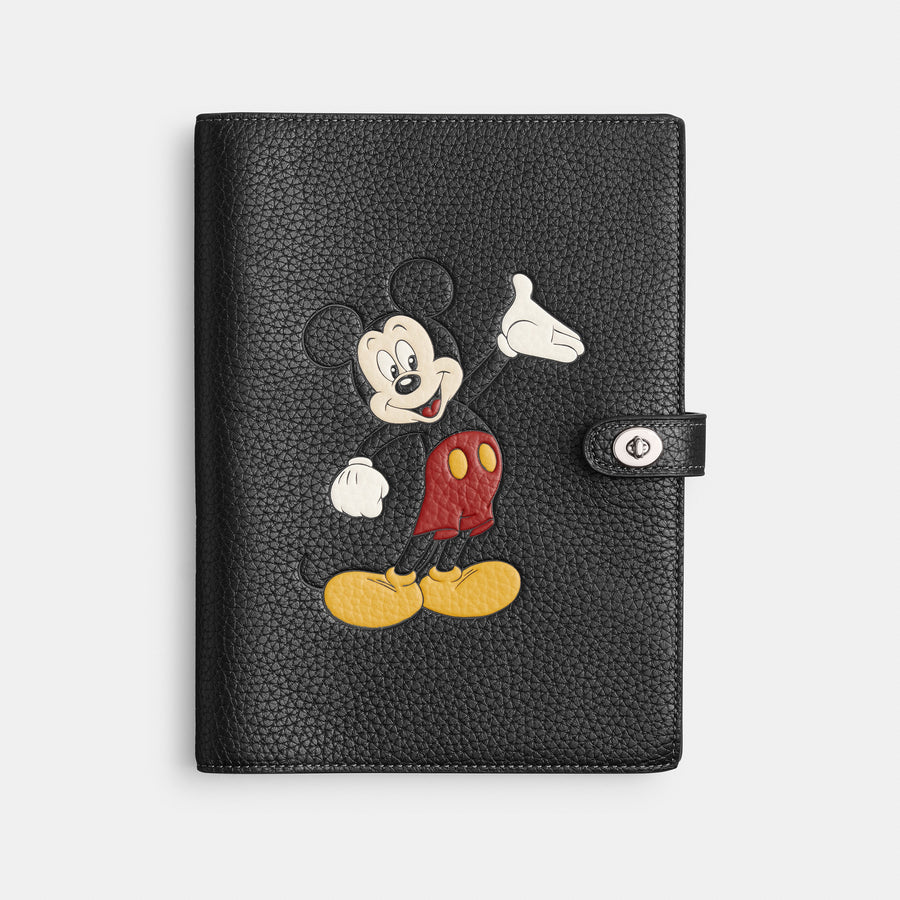 Coach Disney X Coach Notebook In Regenerative Leather With Mickey Mouse - Silver/Black (Women's)