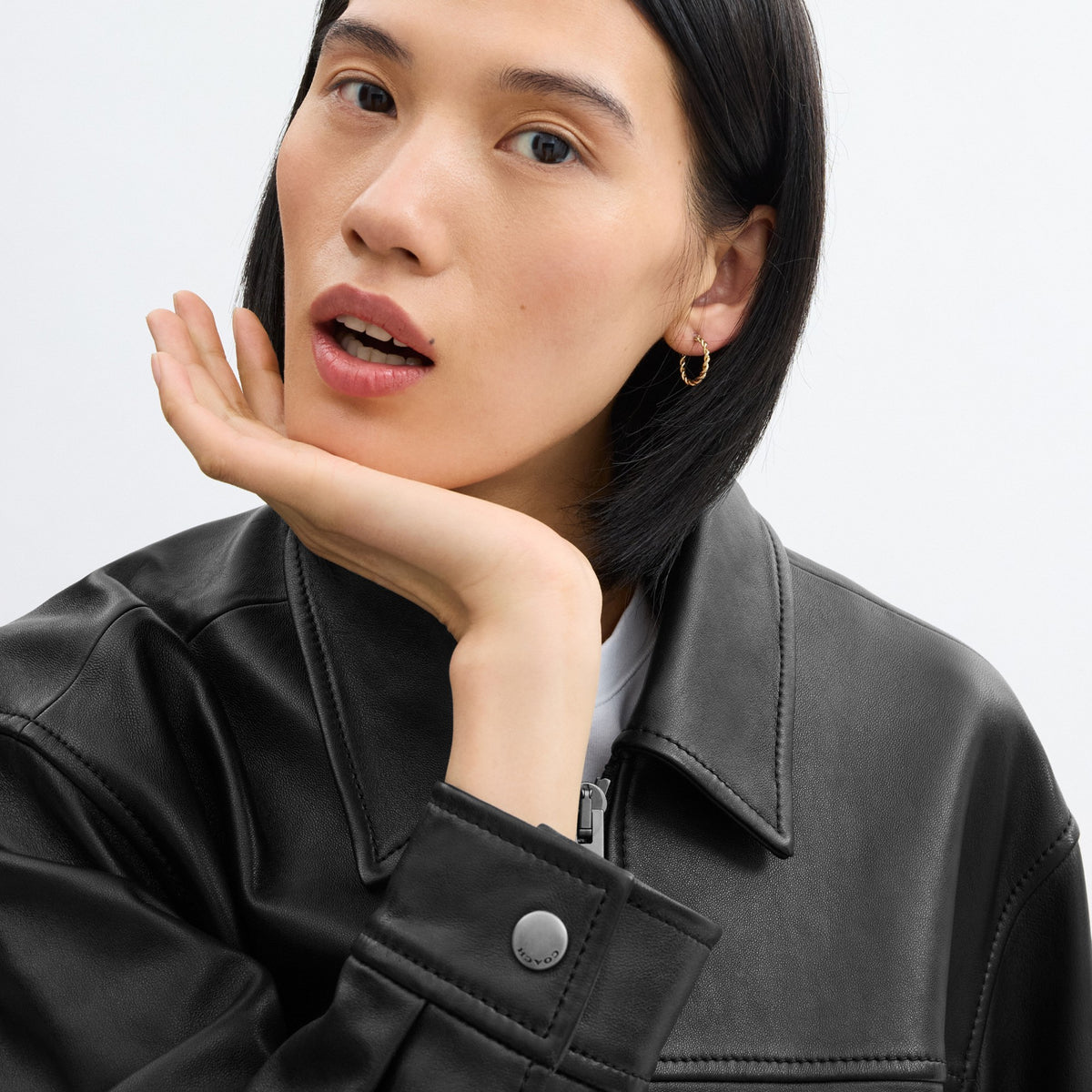 Coach Oversized Leather Jacket - Black (Women's)