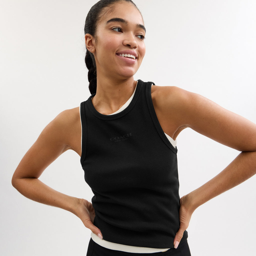 Coach New York Ribbed Tank Top - Black (Women's)