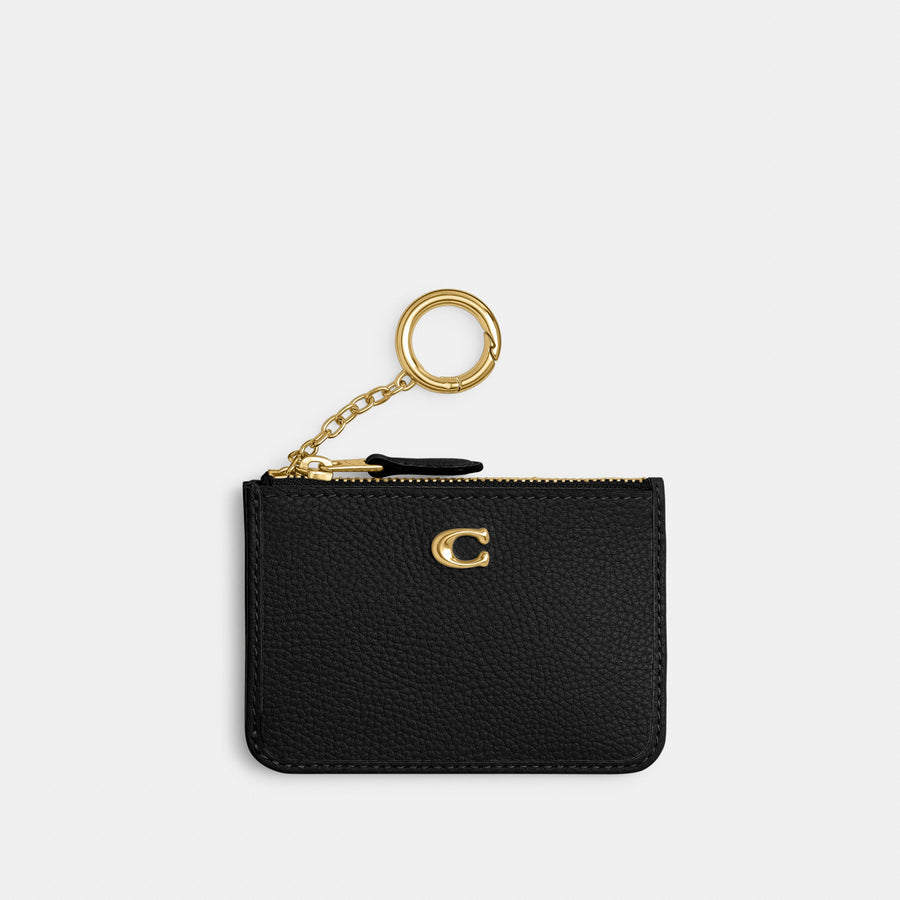 Coach Essential Mini ID Card Case - Brass/Black (Women's)