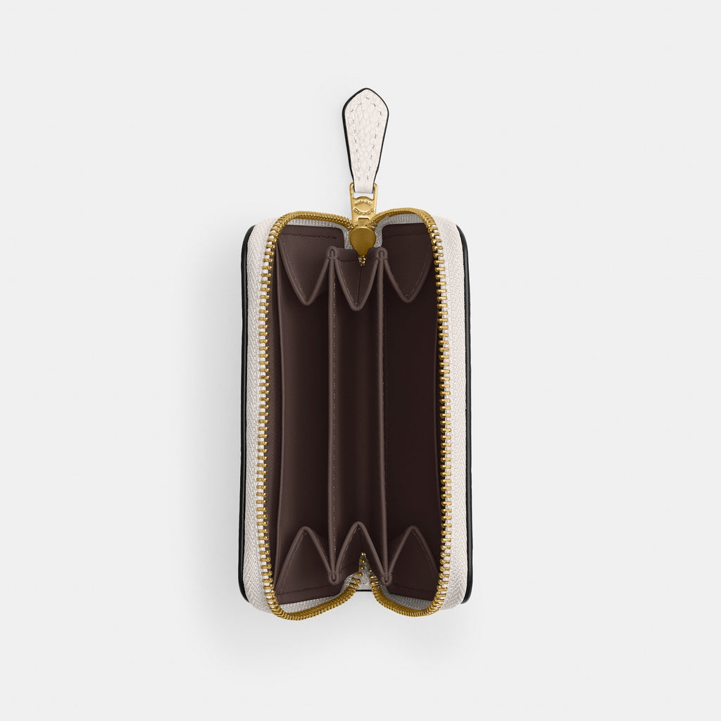 Coach Essential Small Zip Around Card Case - Brass/Chalk (2)