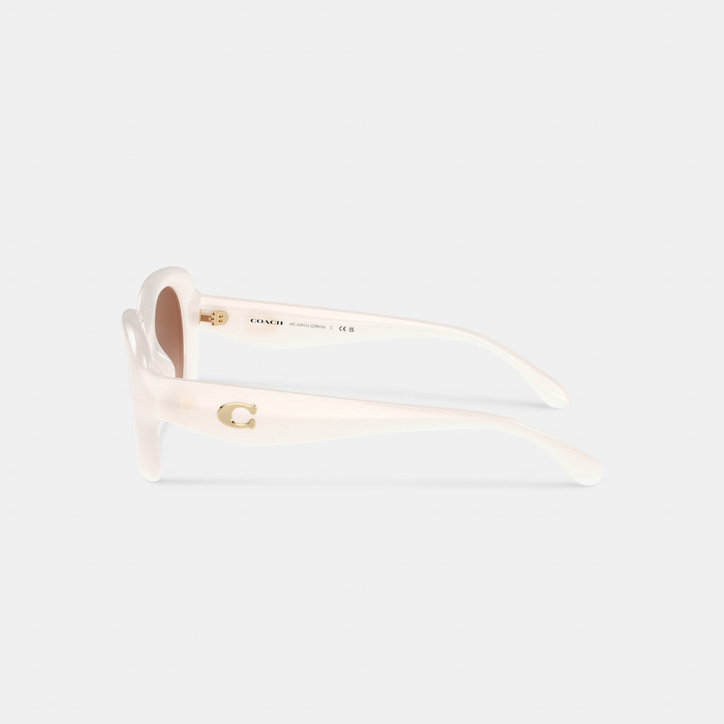 Coach C Hardware Round Sunglasses - Milky Ivory (3)