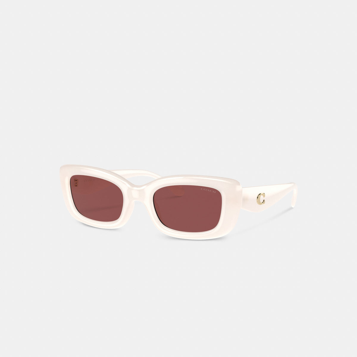 Coach C Hardware Narrow Rectangle Sunglasses - Milky Ivory