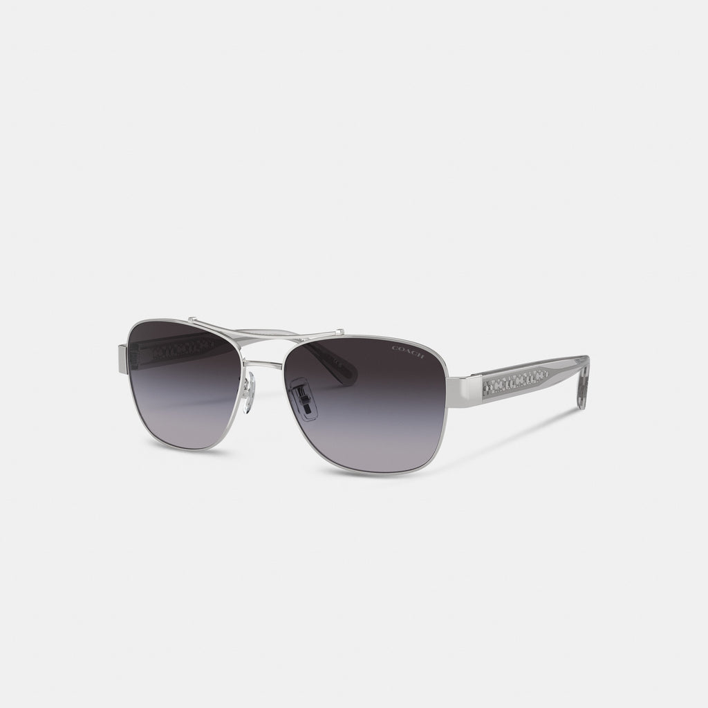 Coach Signature Ombré Narrow Pilot Sunglasses - Grey Gradient