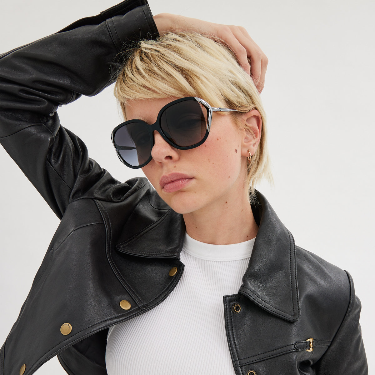 Coach Bandit Oversized Square Sunglasses - Black/Silver (4)