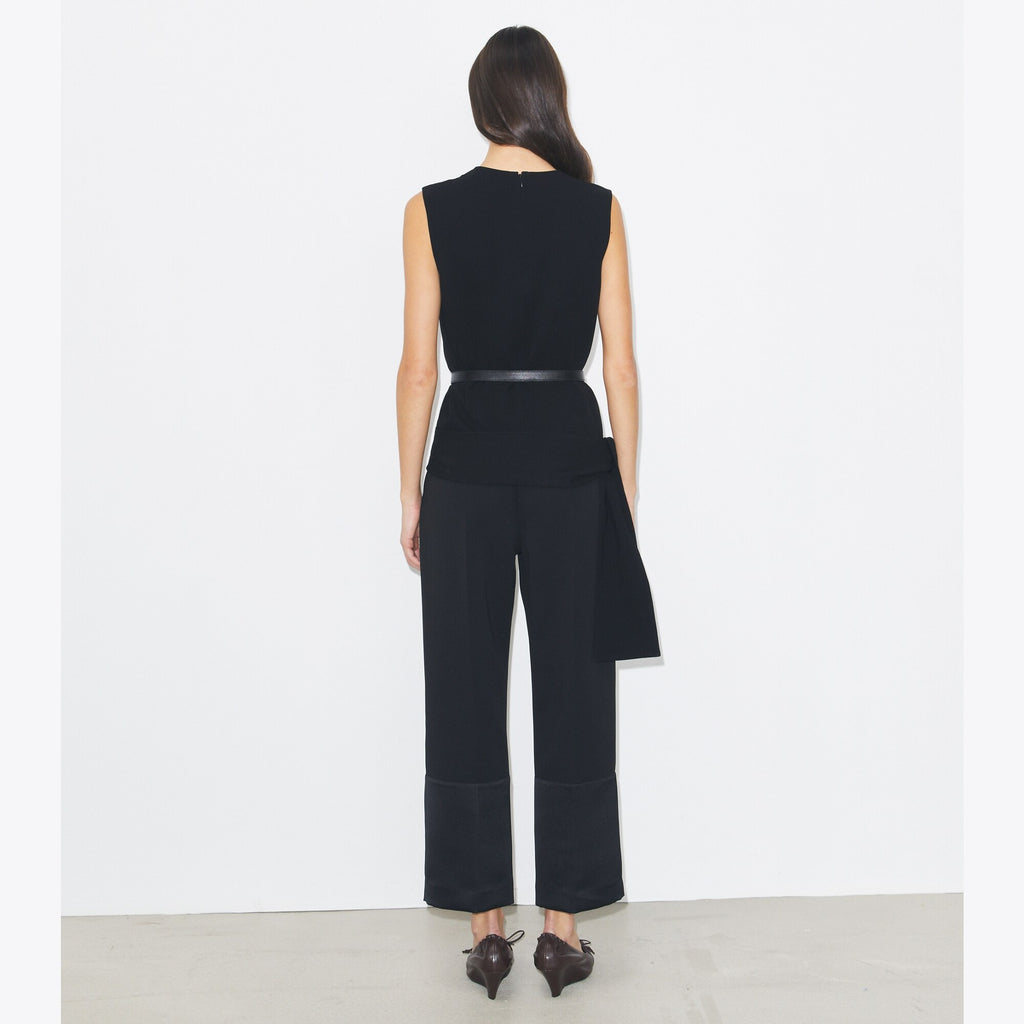 Tory Burch Cropped Crepe Pant - Black - 3
