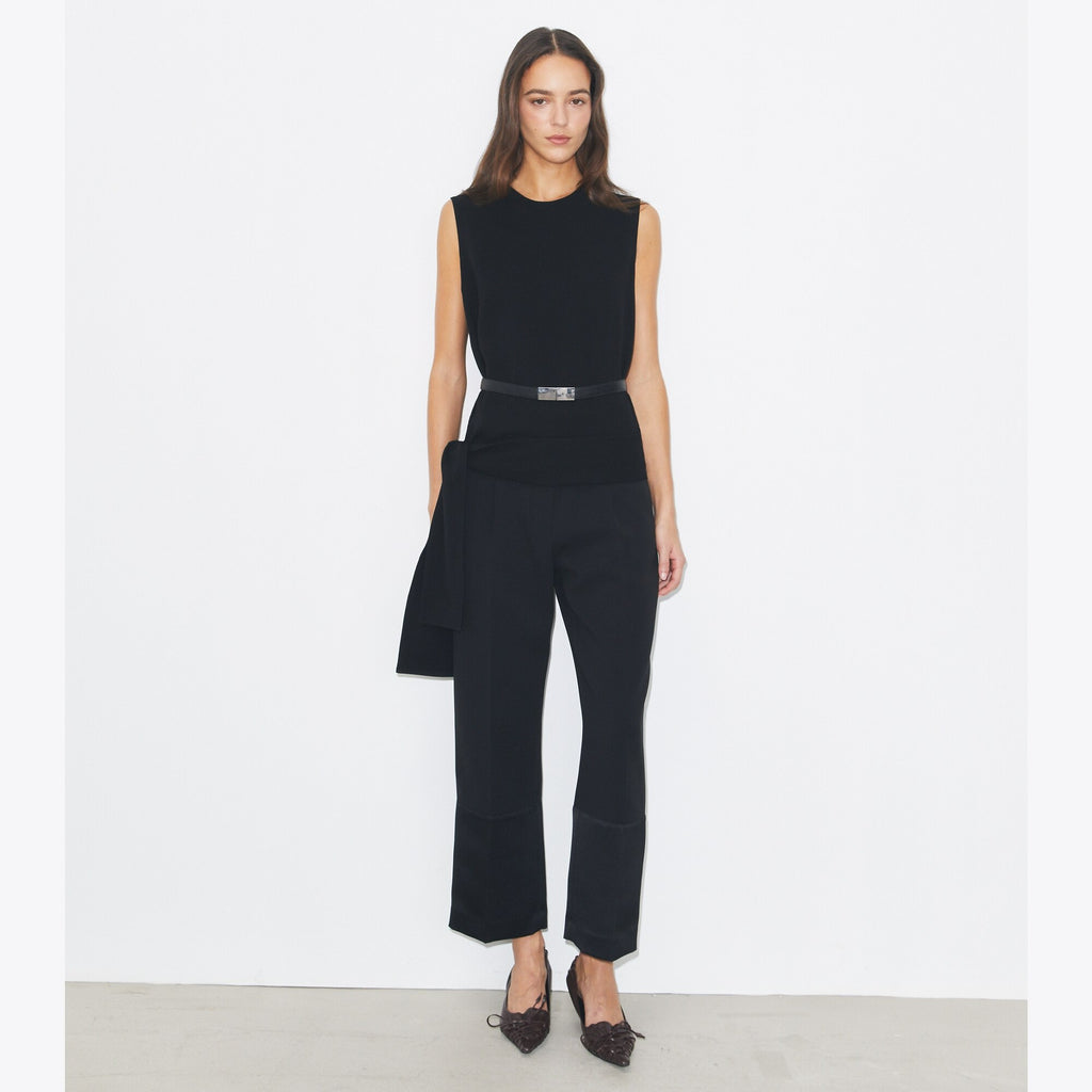 Tory Burch Cropped Crepe Pant - Black - 2