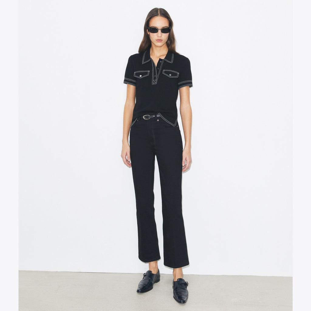 Tory Burch Cropped Flare Jean - Black - 2
