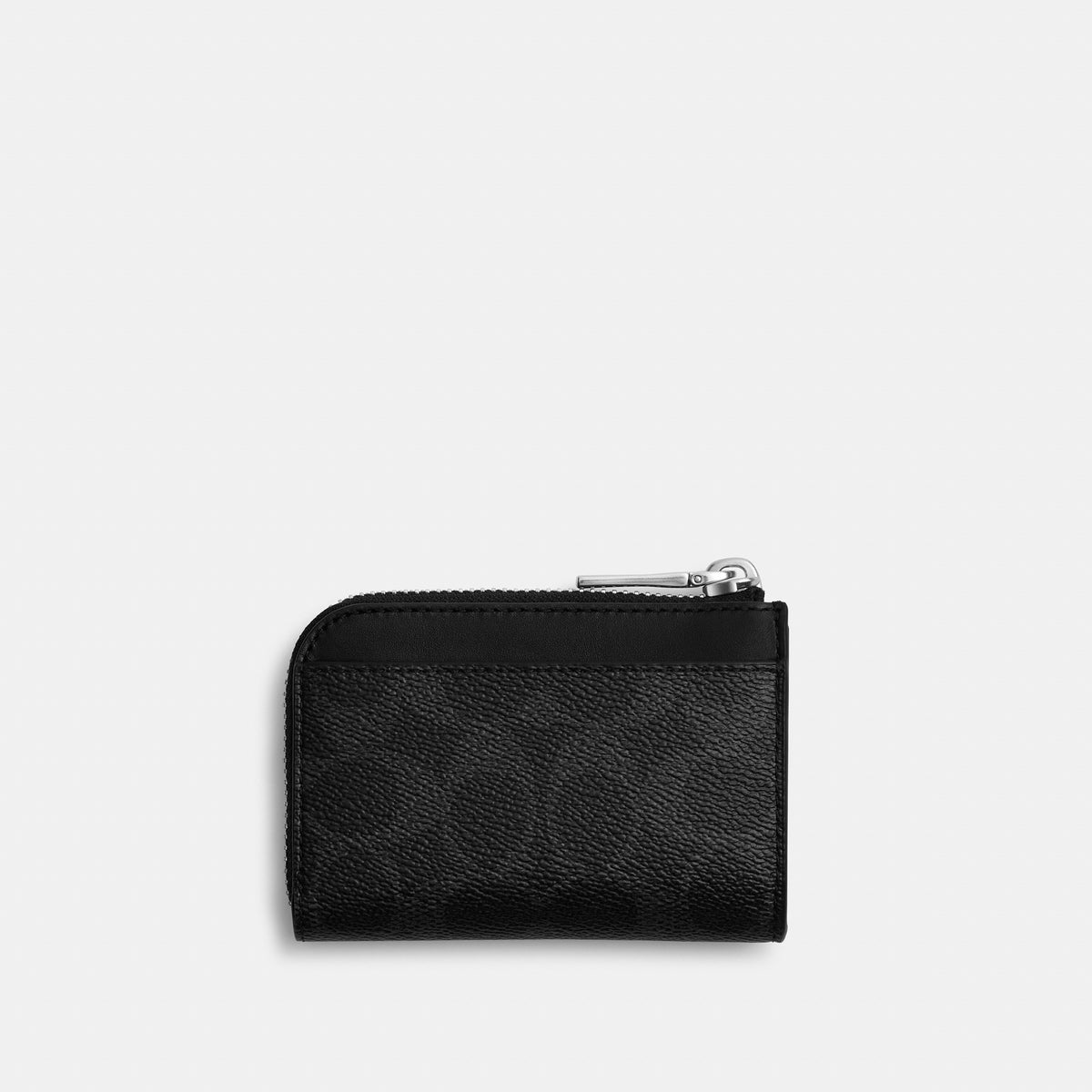 Coach L-Zip Key Case In Signature Canvas - Black Signature (3)