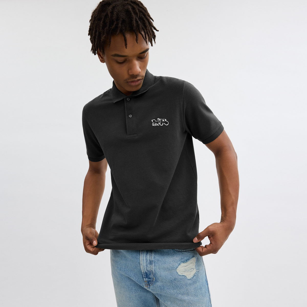 Coach Horse And Carriage Classic Polo In Organic Cotton - Black (2)