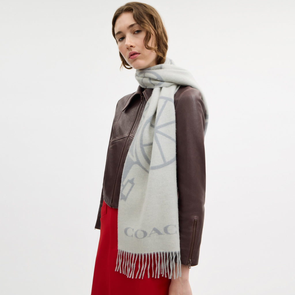 Coach Horse And Carriage Cashmere Muffler - Chalk