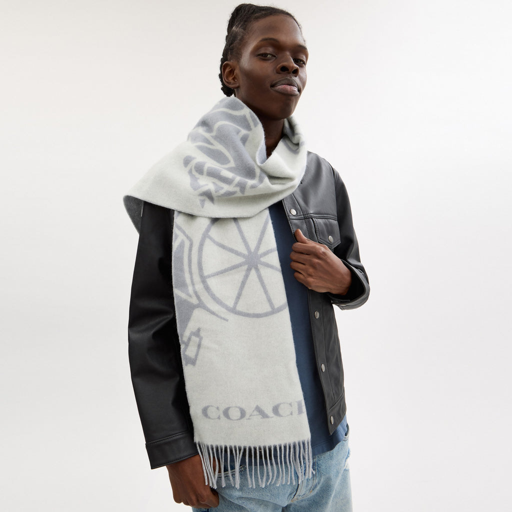 Coach Horse And Carriage Cashmere Muffler - Chalk
