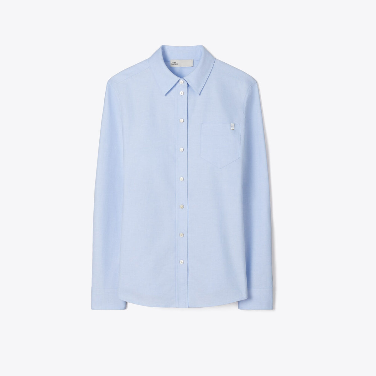 Tory Burch Cuffed Cotton Shirt - Blue Cotton Oxford Shirting-Takihyo