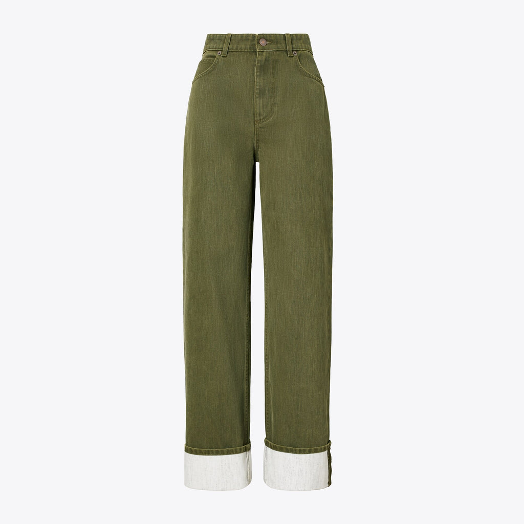 Tory Burch Cuffed Jean - Distressed Green