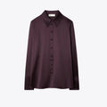 Tory Burch Cuffed Silk Shirt - Dark Garnet