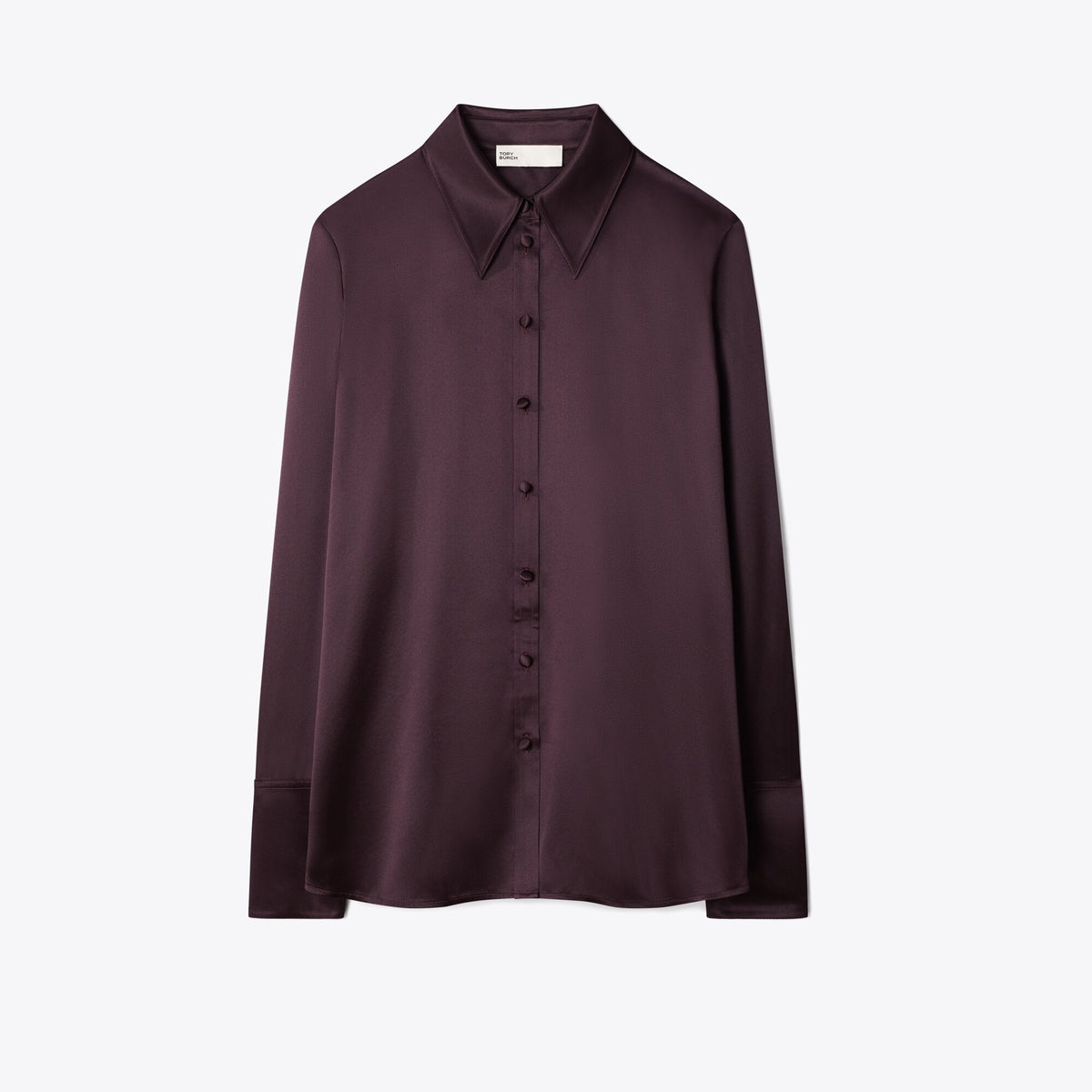 Tory Burch Cuffed Silk Shirt - Dark Garnet