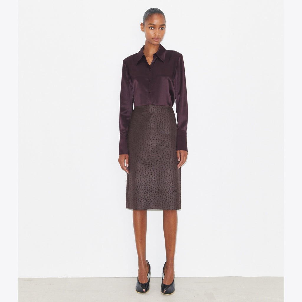 Tory Burch Cuffed Silk Shirt - Dark Garnet - 3