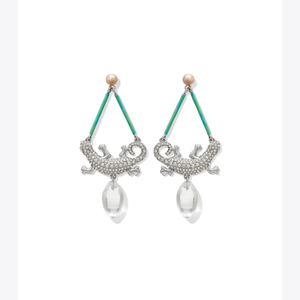 Tory Burch Curiosity Salamander Earrings - Antique Silver / Crystal - 4