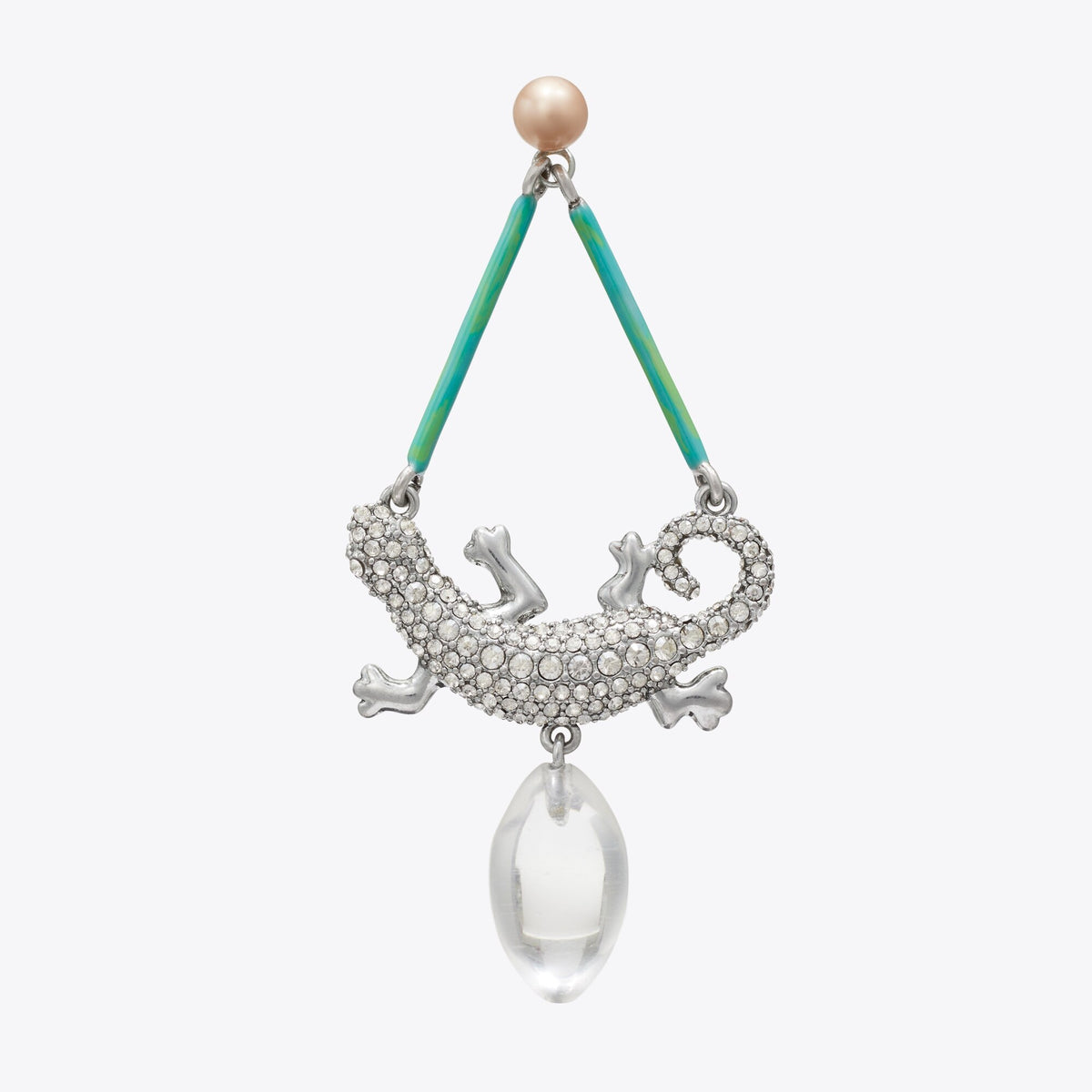 Tory Burch Curiosity Salamander Earrings - Antique Silver / Crystal - 2