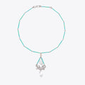 Tory Burch Curiosity Salamander Necklace - Antique Silver / Green / Crystal