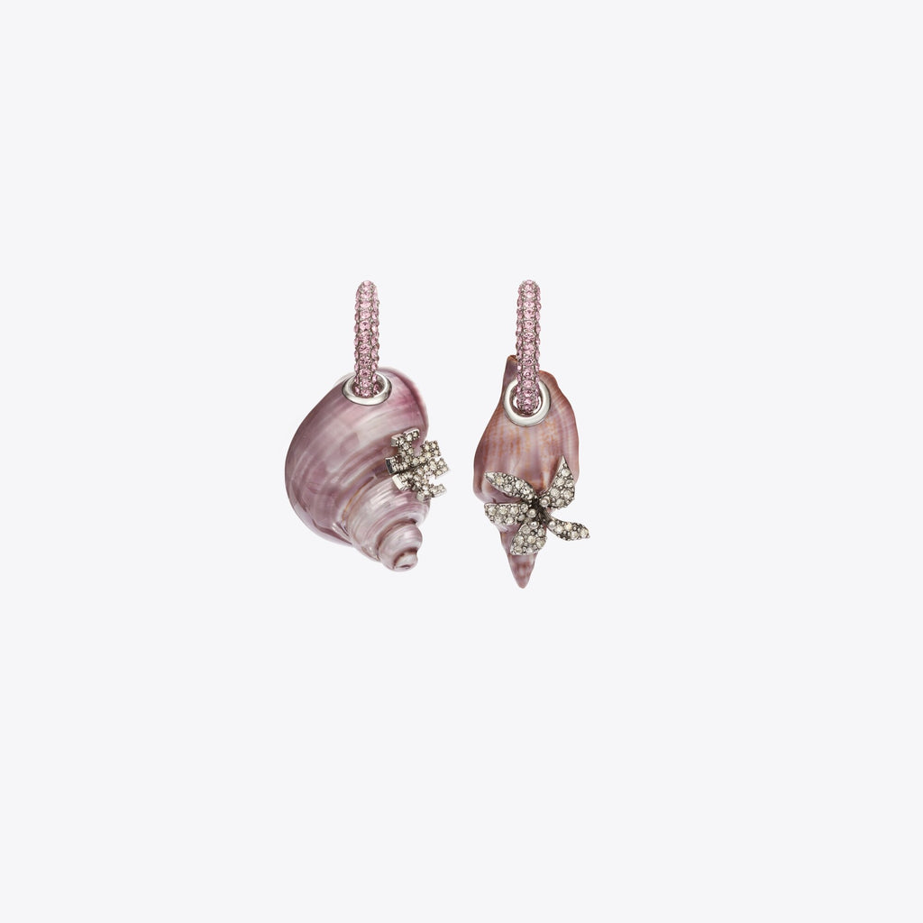 Tory Burch Curiosity Shell Hoop Earrings - Purple - 2