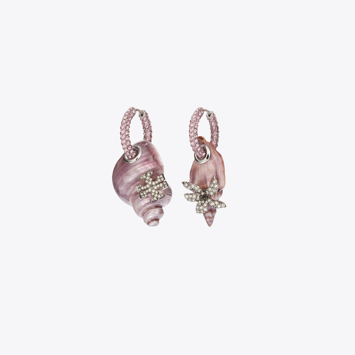 Tory Burch Curiosity Shell Hoop Earrings - Purple
