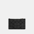 Coach Zip Card Case In Signature Canvas - Gunmetal/Charcoal/Black