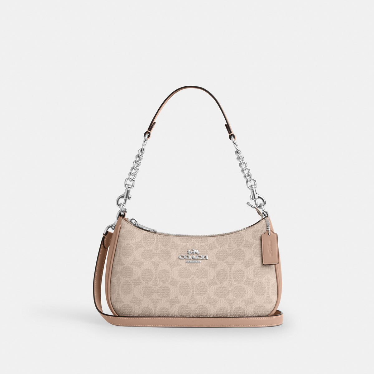 Coach Teri Shoulder Bag In Signature Canvas - Silver/Sand/Taupe (Women's)