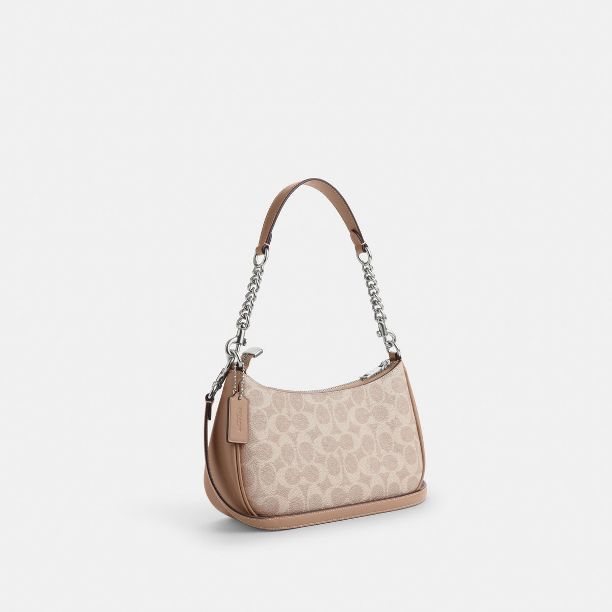 Coach Teri Shoulder Bag In Signature Canvas - Silver/Sand/Taupe (Women's)