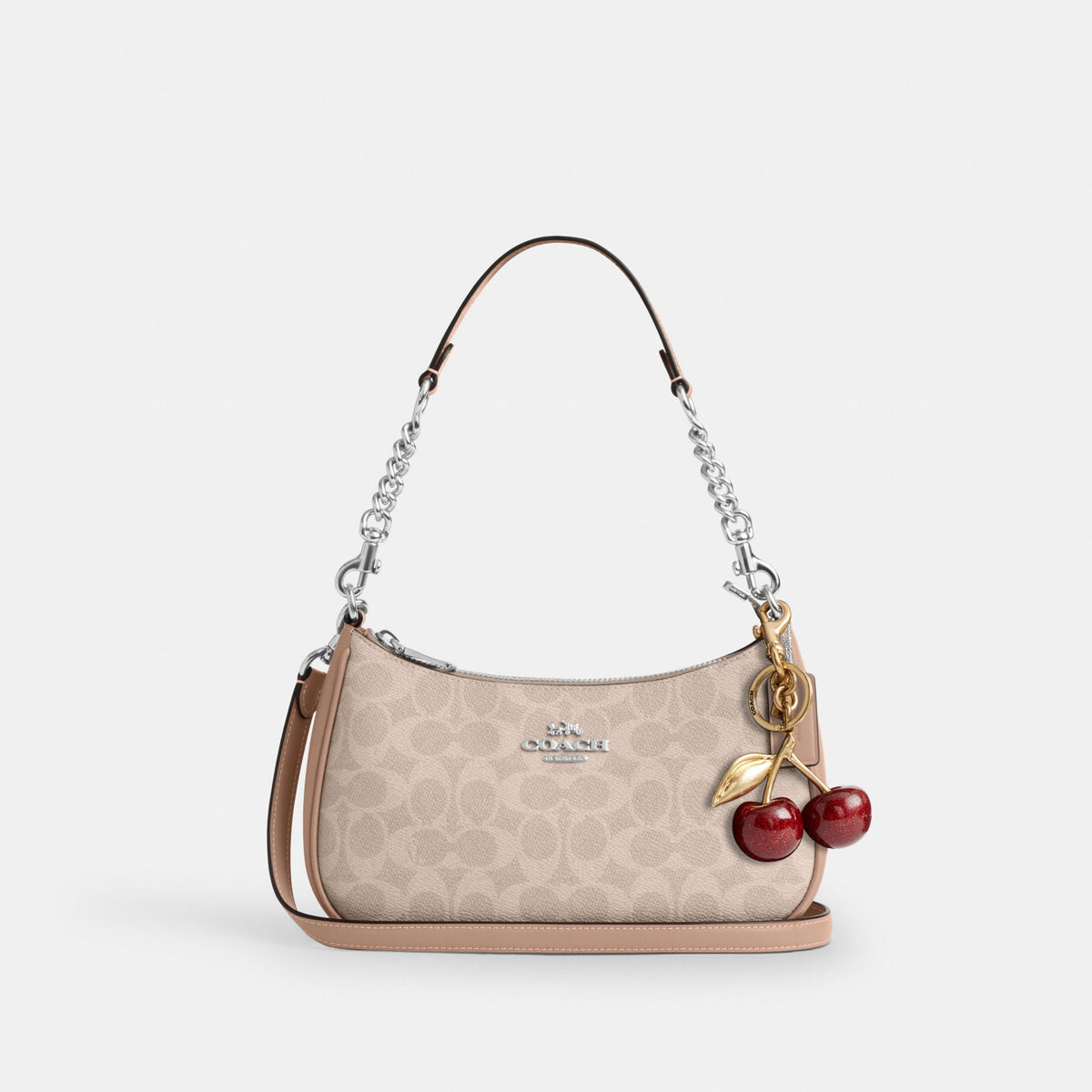 Coach Teri Shoulder Bag In Signature Canvas - Silver/Sand/Taupe (Women's)