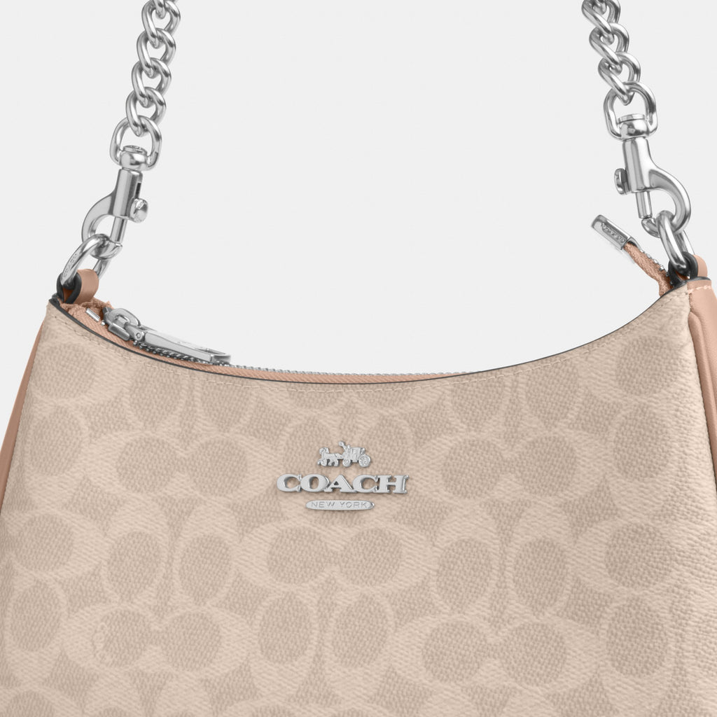 Coach Teri Shoulder Bag In Signature Canvas - Silver/Sand/Taupe (Women's)