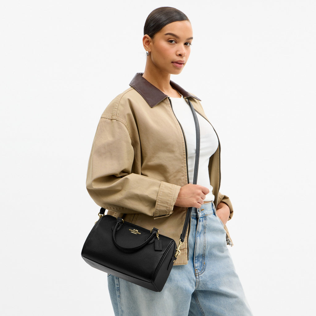 Coach Rowan Satchel Bag - Gold/Black (Women's)